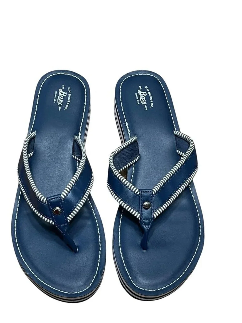 G.H. Bass & Co. Womens Jodi Navy Blue Flip Flop Sandals Size 11M